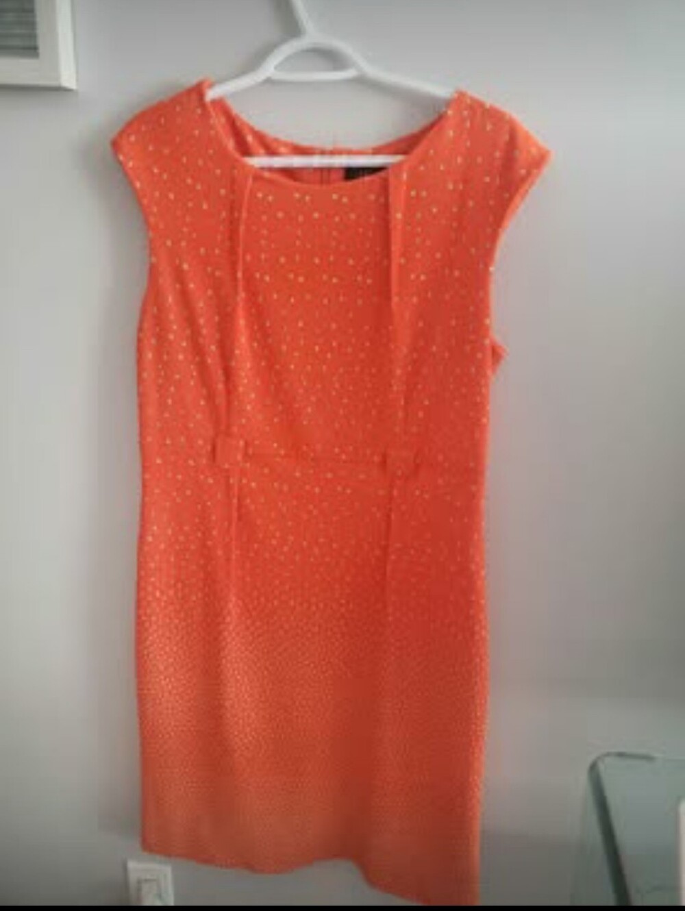 Sleeveless Orange Sheath Dress with Subtle Dot Texture